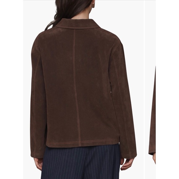 NWT Avec Les Filles Barn Jacket Faux Suede Western 70s Boho Old Money M - Picture 4 of 12